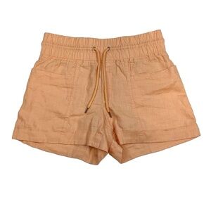 Athleta Size 2 Cabo Linen 4" Short Orange Cactus Peach Pockets Elastic Waist
